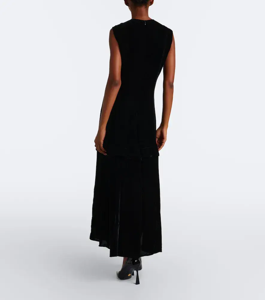 Stella McCartney Pleated velvet midi dress | Thumbnail 4 Stella McCartney Pleated velvet midi dress | Thumbnail 4