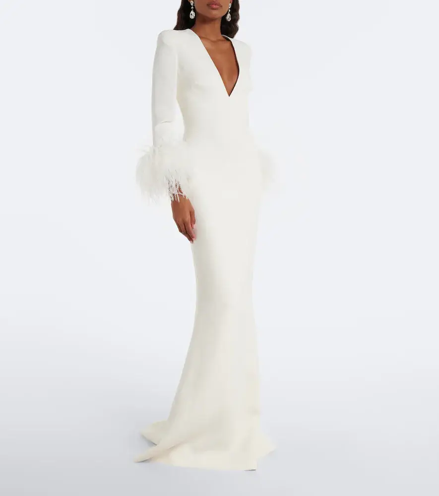Elie Saab Feather-trimmed cady gown | Thumbnail 2 Elie Saab Feather-trimmed cady gown | Thumbnail 2