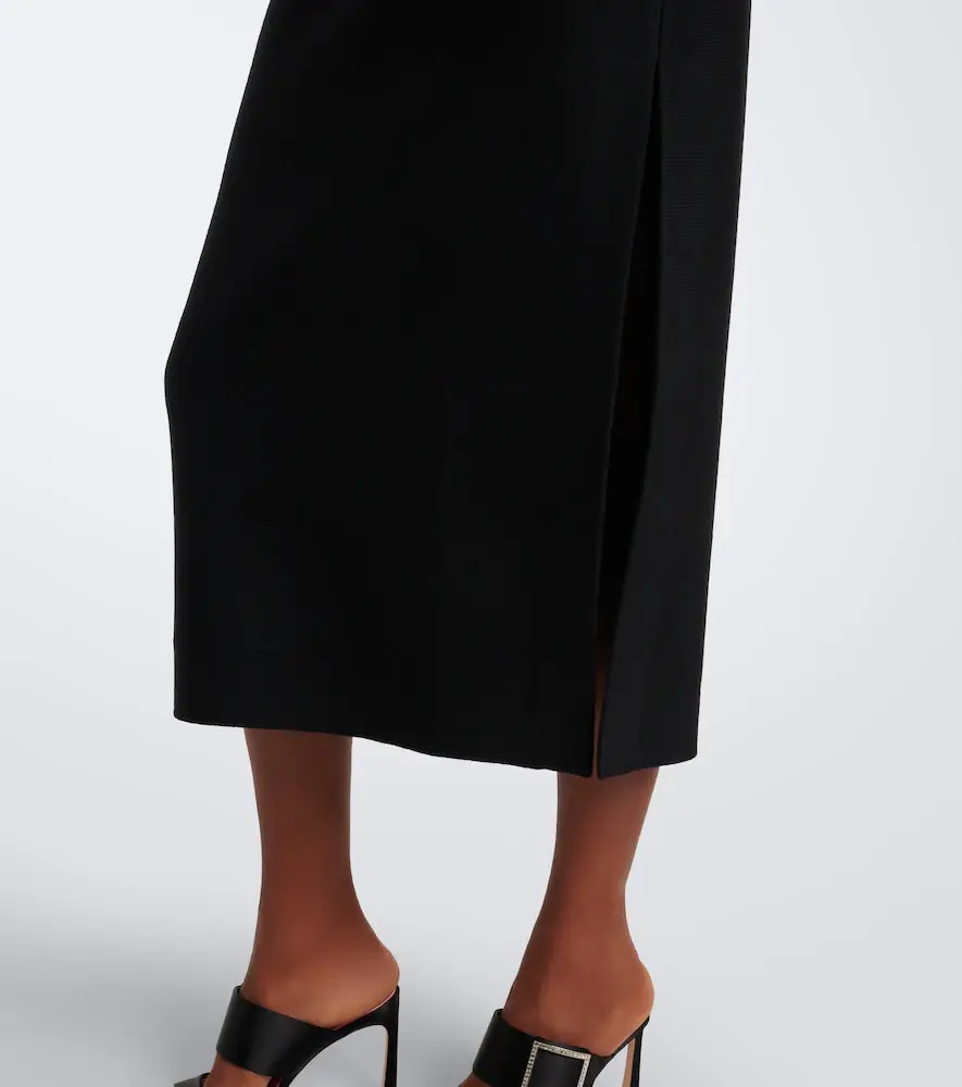 Oscar de la Renta Draped wool-blend midi dress | Thumbnail 3 Oscar de la Renta Draped wool-blend midi dress | Thumbnail 3