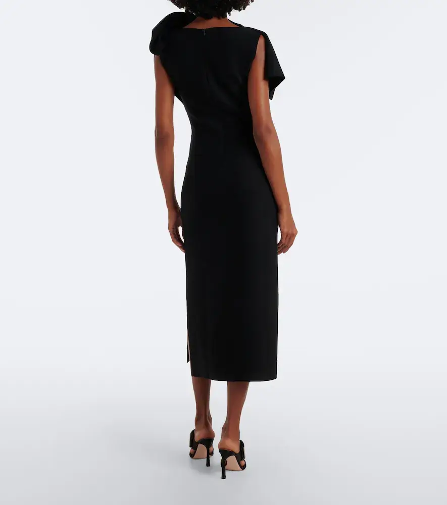 Oscar de la Renta Draped wool-blend midi dress | Thumbnail 4 Oscar de la Renta Draped wool-blend midi dress | Thumbnail 4