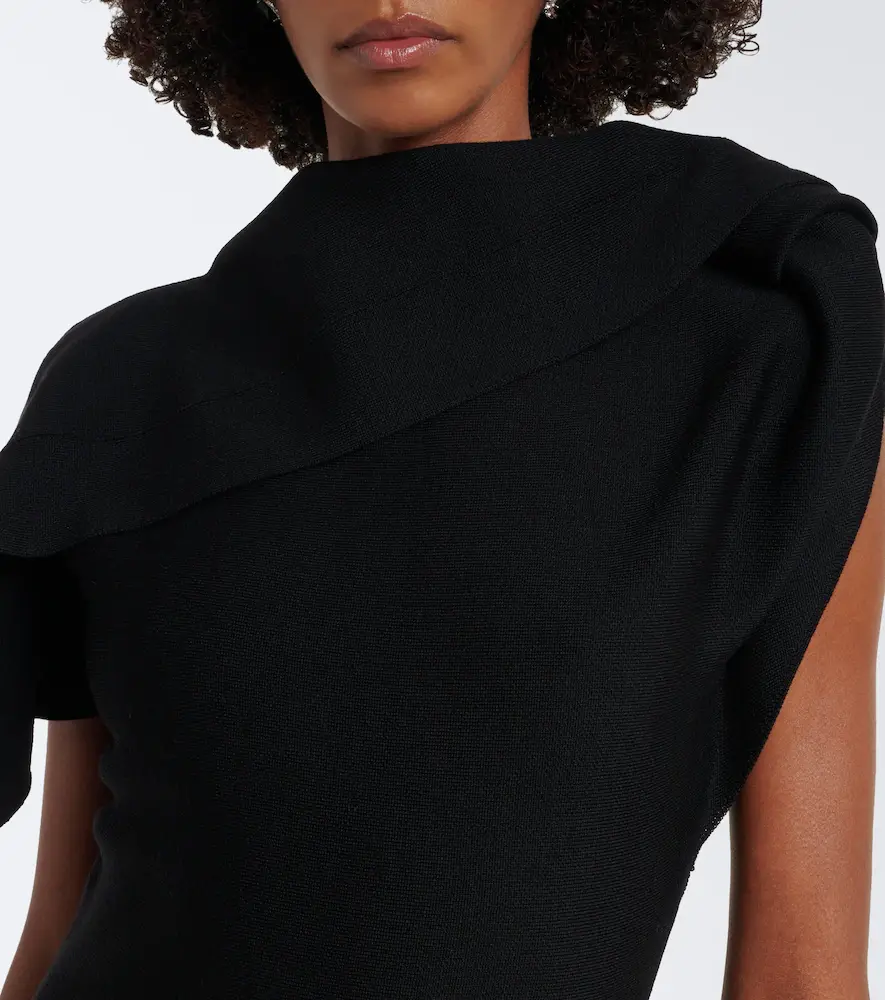 Oscar de la Renta Draped wool-blend midi dress | Thumbnail 5 Oscar de la Renta Draped wool-blend midi dress | Thumbnail 5
