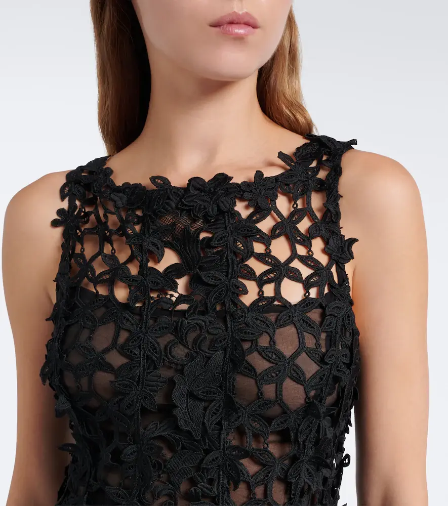 Oscar de la Renta Semi-sheer guipure lace midi dress | Thumbnail 2