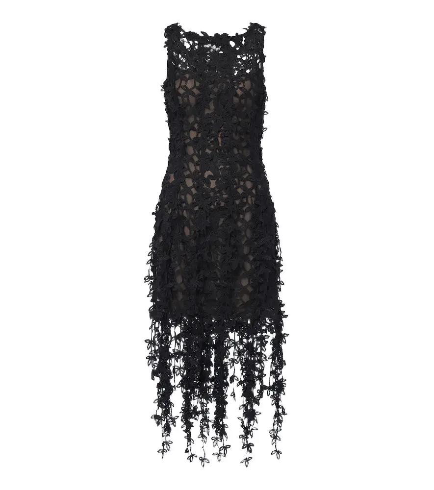 Oscar de la Renta Semi-sheer guipure lace midi dress