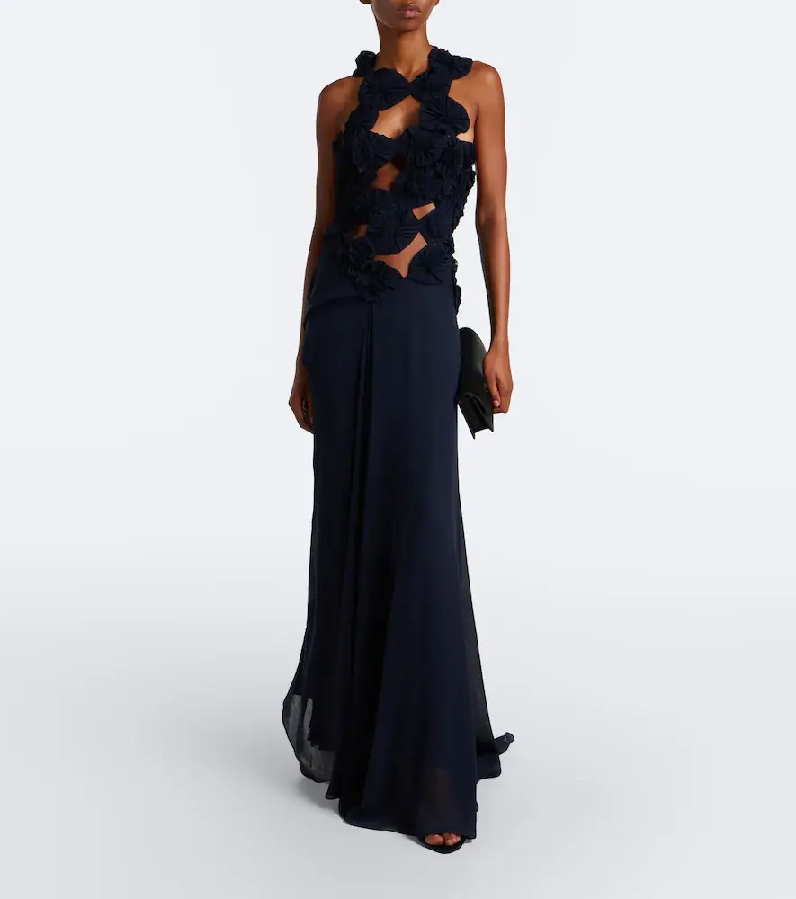Victoria Beckham Cutout floral-appliqué silk gown | Thumbnail 4 Victoria Beckham Cutout floral-appliqué silk gown | Thumbnail 4