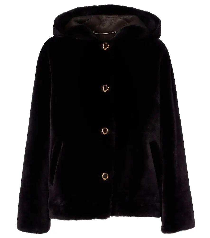 Hooded shearling jacket