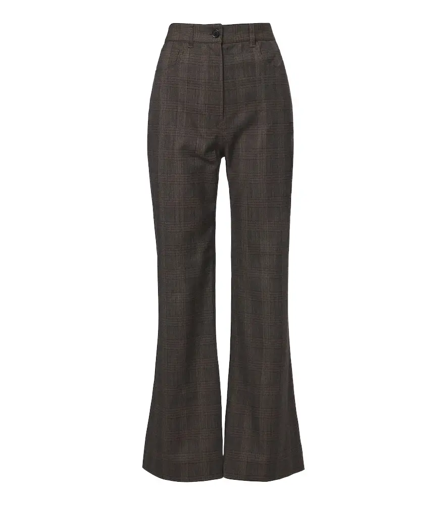 Checked wool-blend wide-leg pants Checked wool-blend wide-leg pants