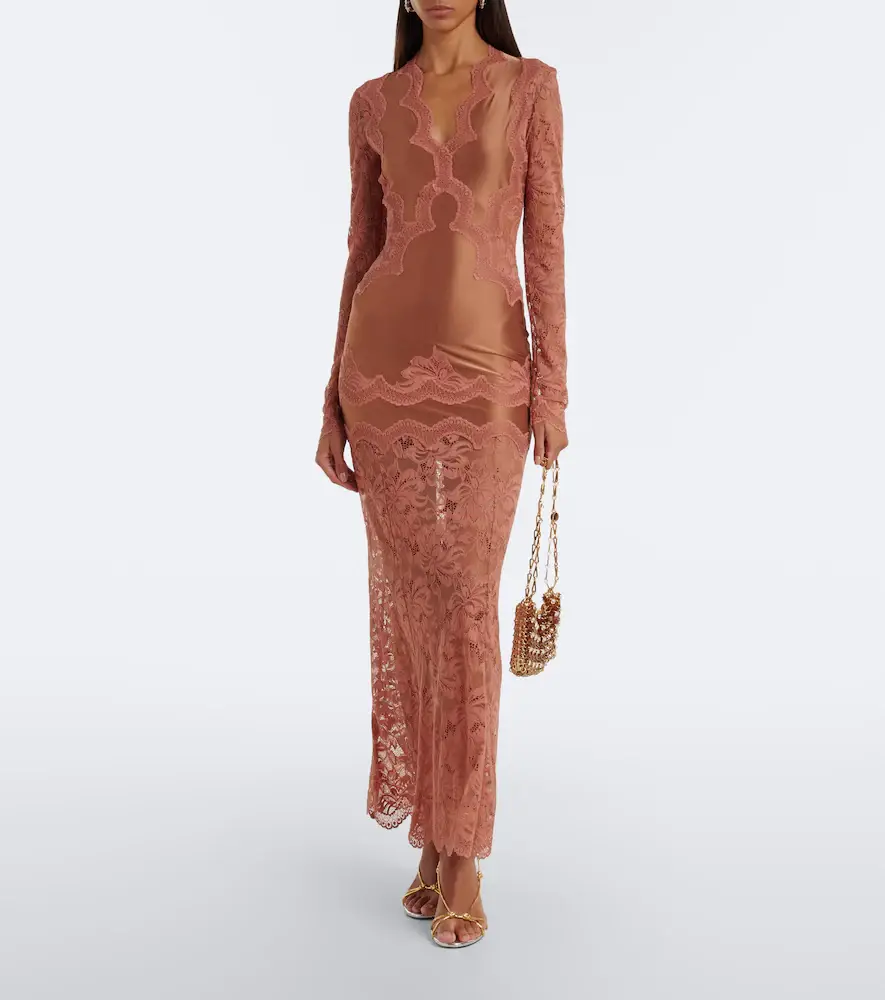 Rabanne Lace and satin maxi dress | Thumbnail 3 Rabanne Lace and satin maxi dress | Thumbnail 3