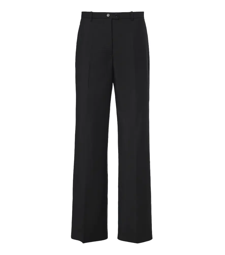 Wool and mohair canvas wide-leg pants