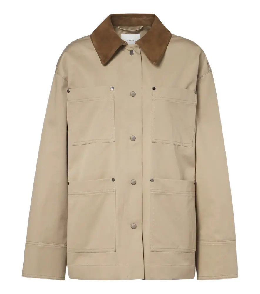 Athos suede-trimmed cotton jacket
