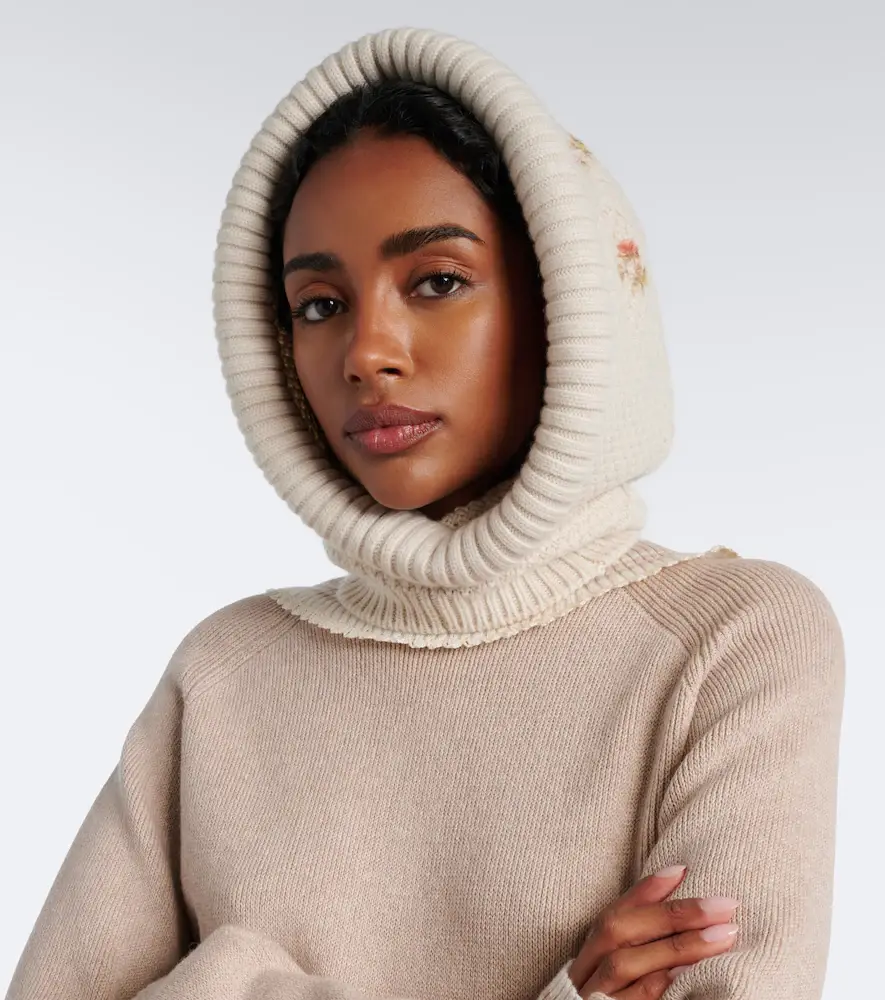 Magda Butrym Floral wool and cashmere balaclava | Thumbnail 4