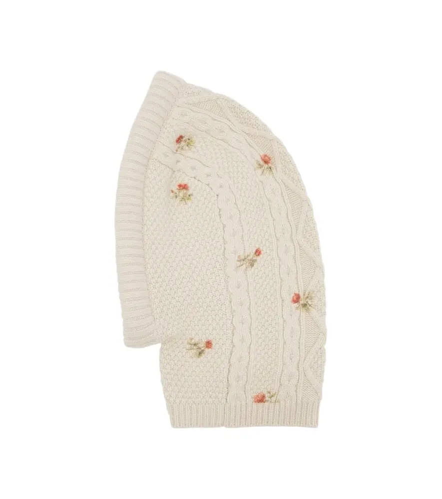 Floral wool and cashmere balaclava Floral wool and cashmere balaclava