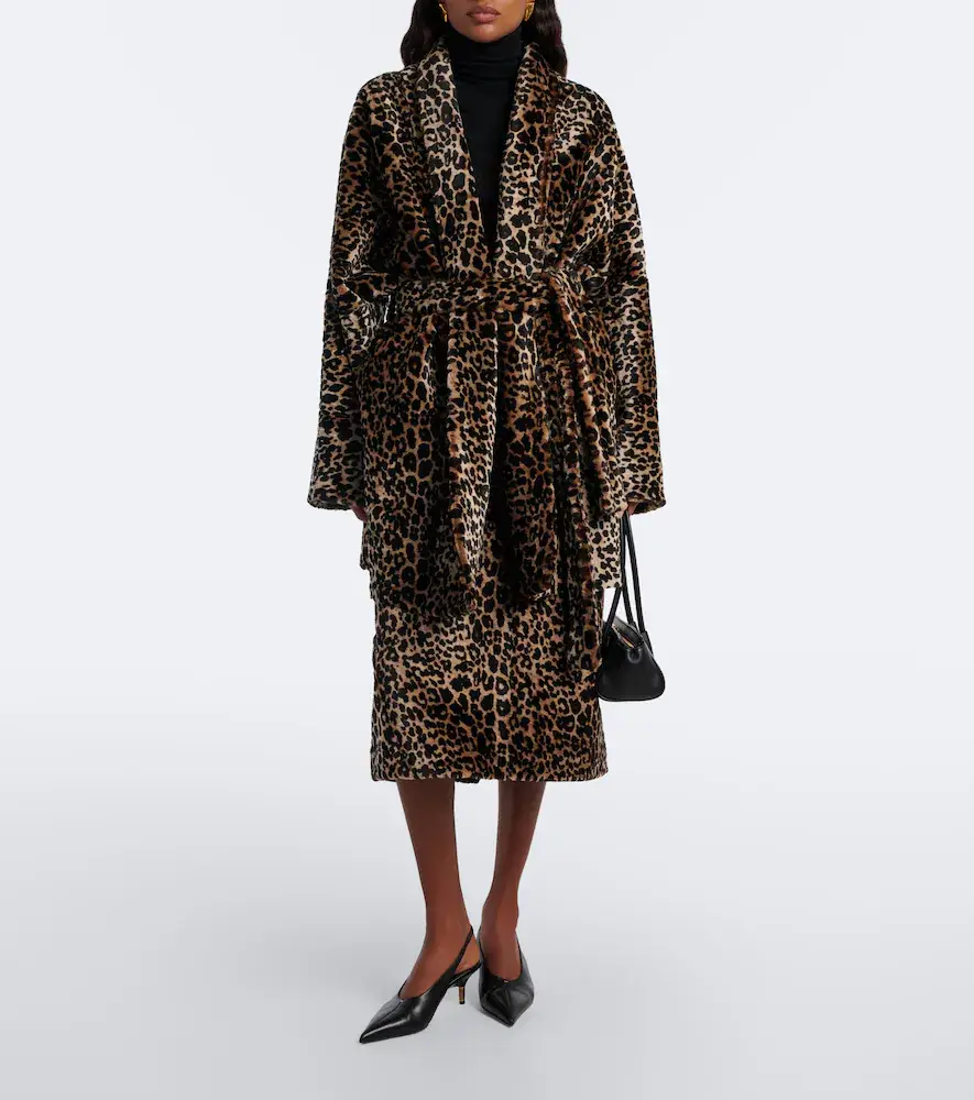 Nour Hammour Raquel leopard-print shearling wrap coat | Thumbnail 2 Nour Hammour Raquel leopard-print shearling wrap coat | Thumbnail 2