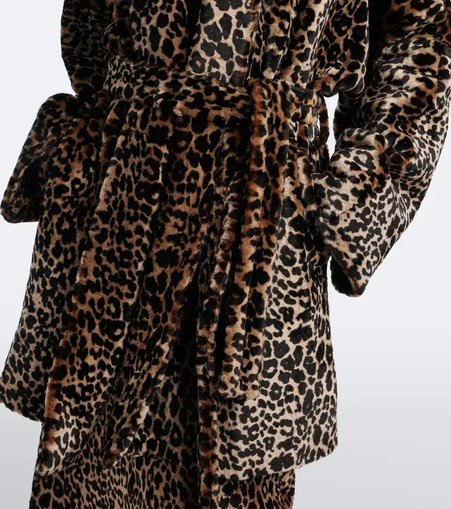 Nour Hammour Raquel leopard-print shearling wrap coat | Thumbnail 3 Nour Hammour Raquel leopard-print shearling wrap coat | Thumbnail 3