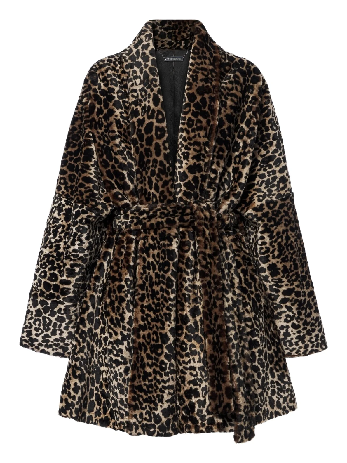Nour Hammour Raquel leopard-print shearling wrap coat