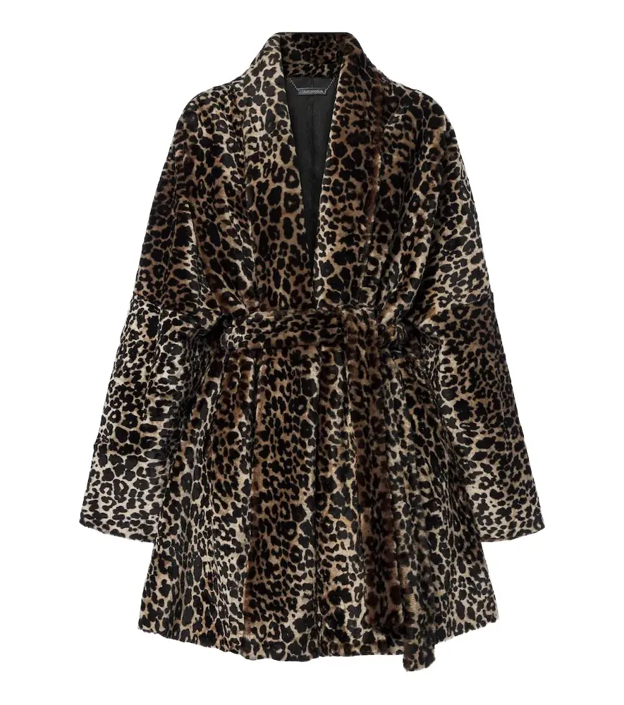 Raquel leopard-print shearling wrap coat Raquel leopard-print shearling wrap coat