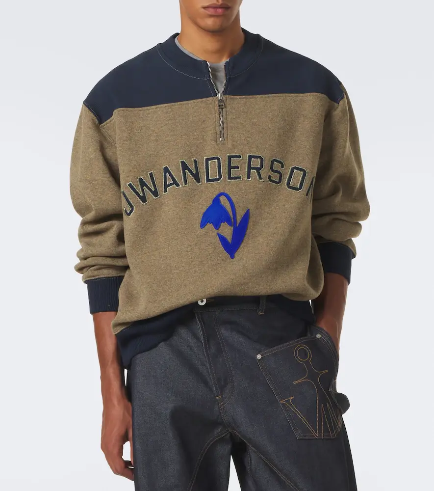 JW Anderson Embroidered wool-blend half-zip sweater | Thumbnail 2 JW Anderson Embroidered wool-blend half-zip sweater | Thumbnail 2