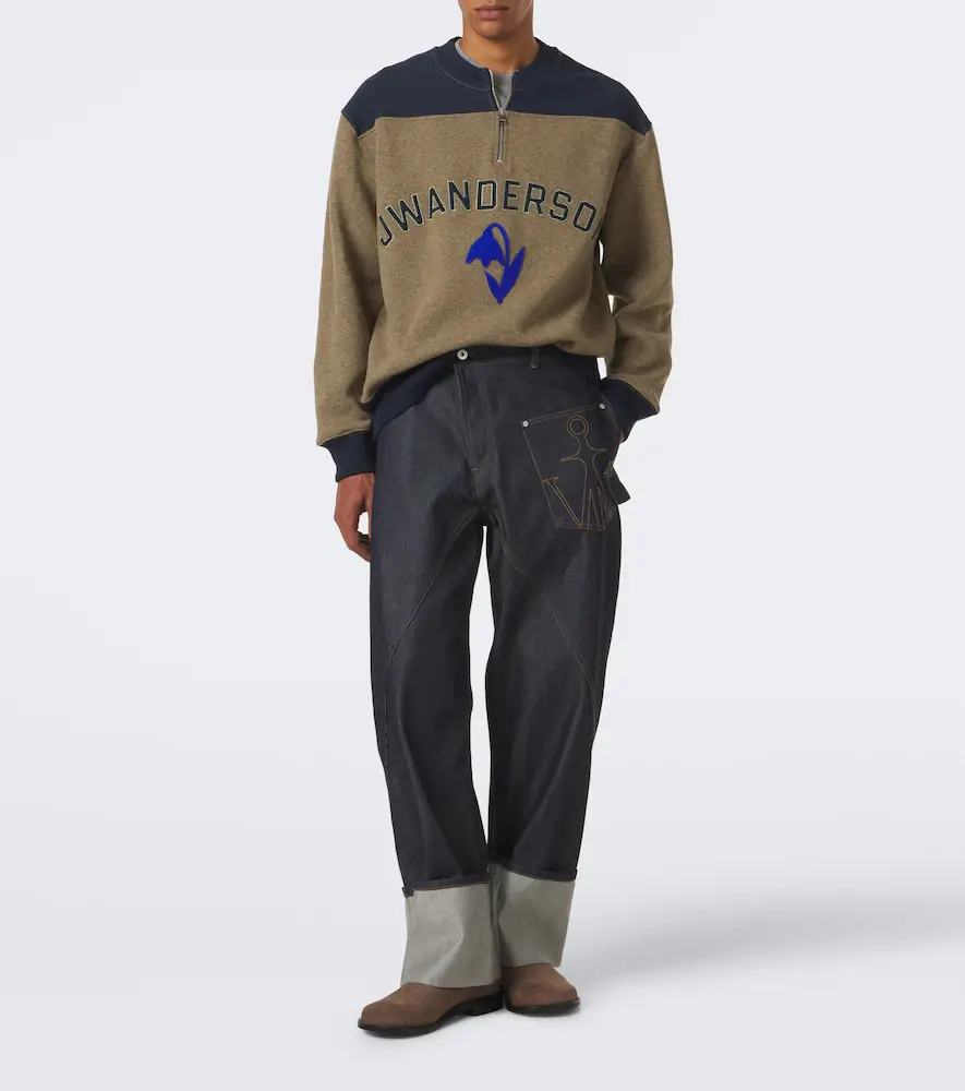 JW Anderson Embroidered wool-blend half-zip sweater | Thumbnail 4 JW Anderson Embroidered wool-blend half-zip sweater | Thumbnail 4