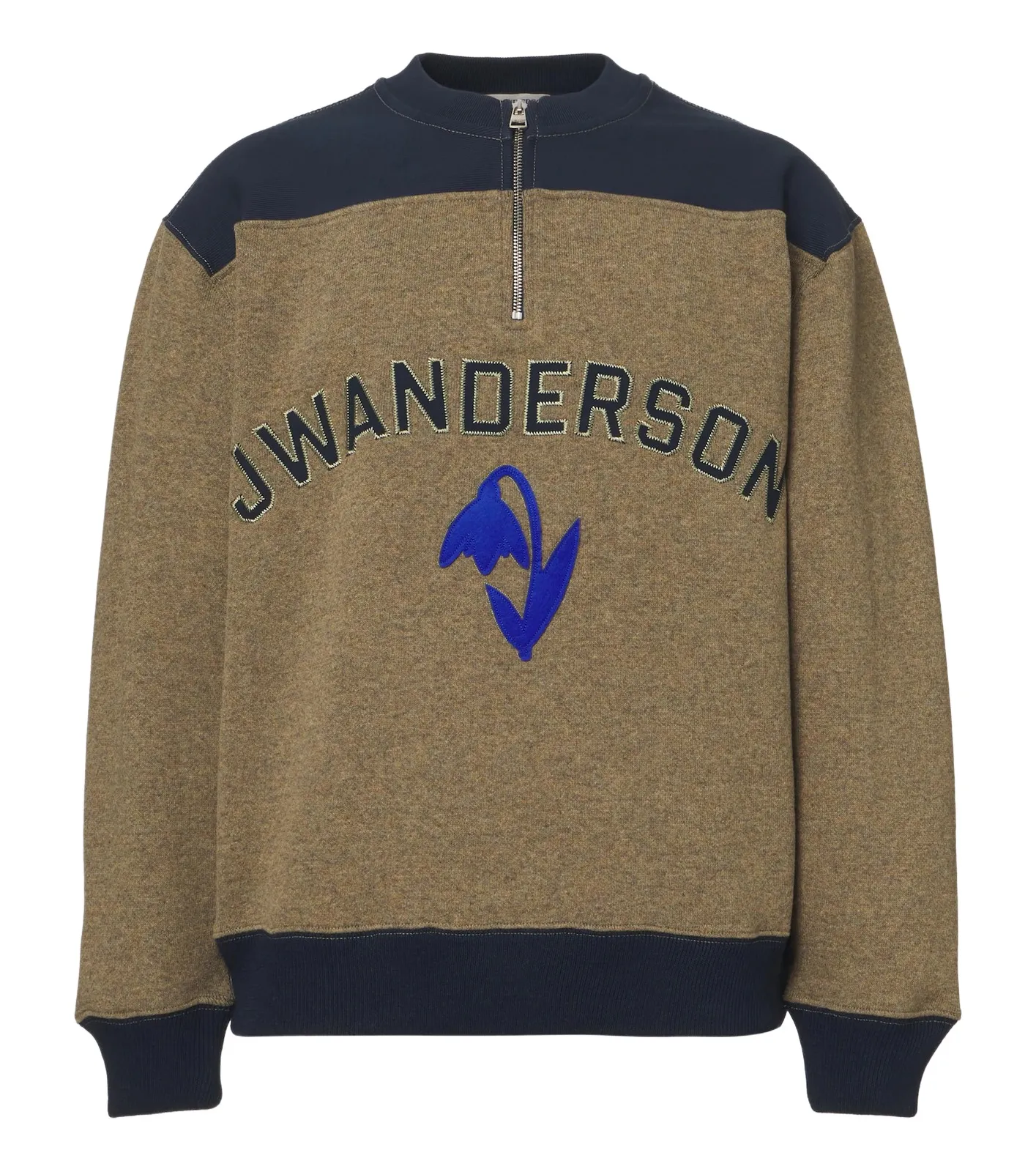 JW Anderson Embroidered wool-blend half-zip sweater