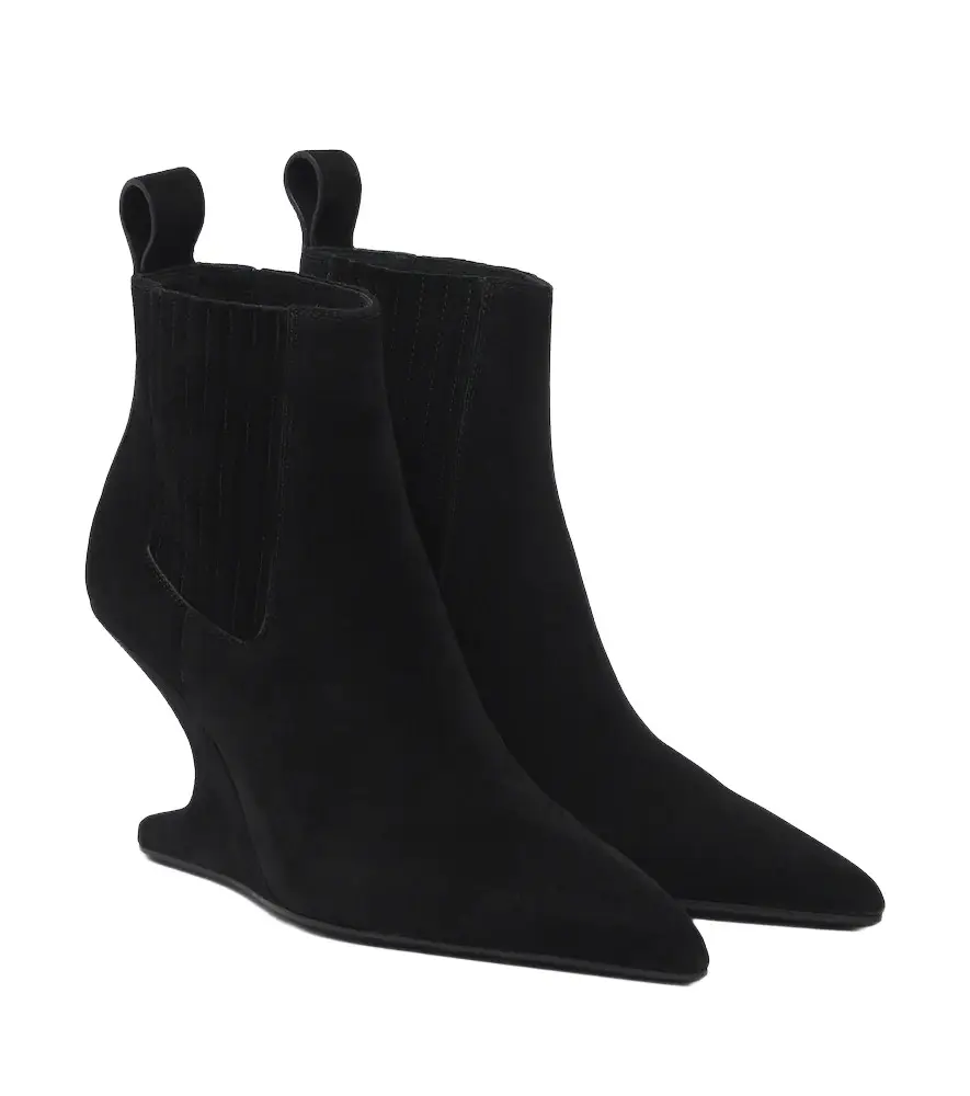 Rick Owens Cantilever suede wedge boots