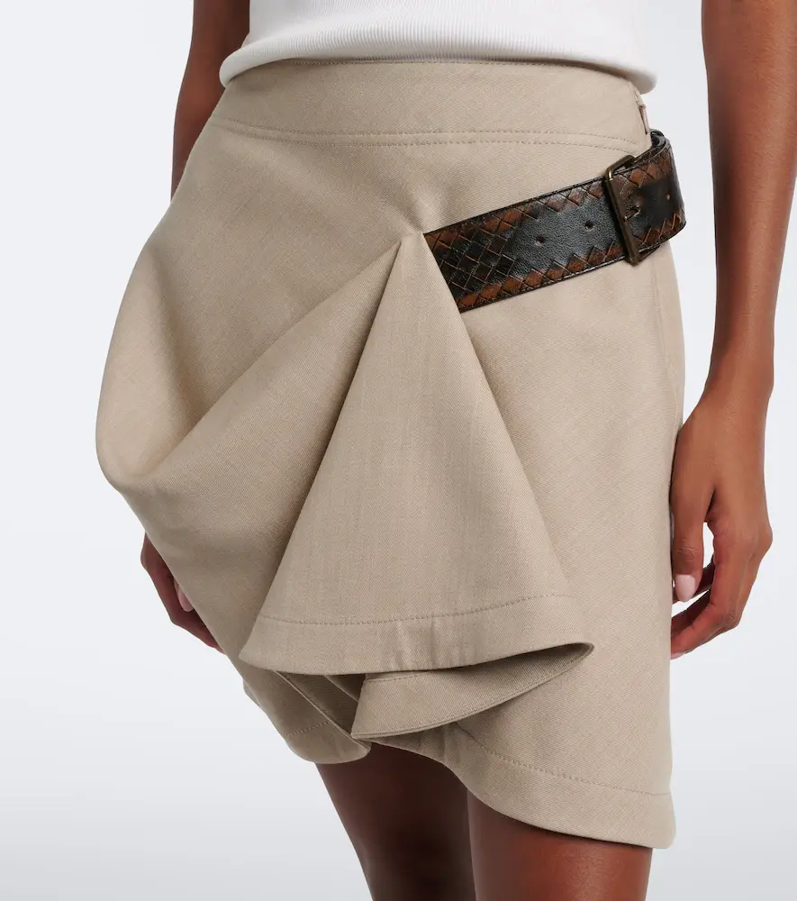 Bottega Veneta Intrecciato belted draped wool miniskirt | Thumbnail 3 Bottega Veneta Intrecciato belted draped wool miniskirt | Thumbnail 3