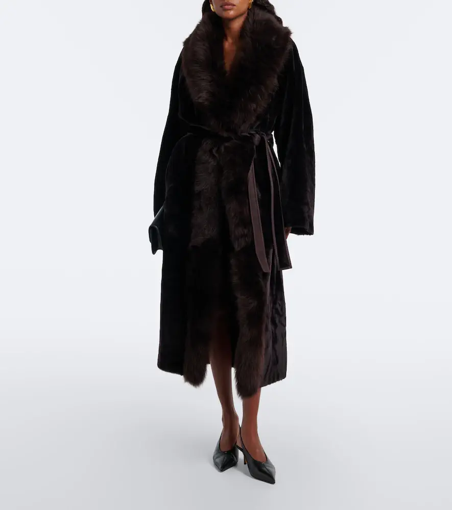 Nour Hammour Isadora shearling wrap coat | Thumbnail 2