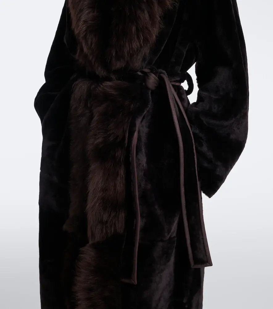 Nour Hammour Isadora shearling wrap coat | Thumbnail 4
