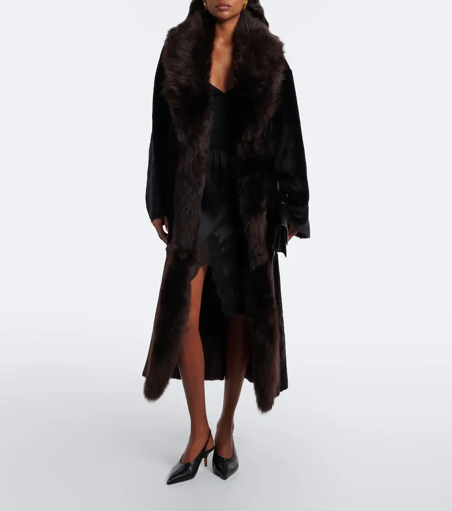 Nour Hammour Isadora shearling wrap coat | Thumbnail 5
