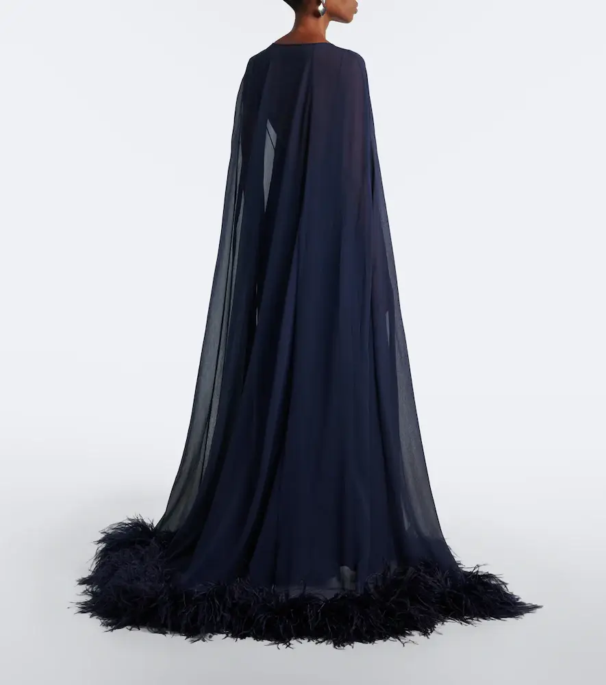 Taller Marmo Grace caped silk creponne gown | Thumbnail 4 Taller Marmo Grace caped silk creponne gown | Thumbnail 4