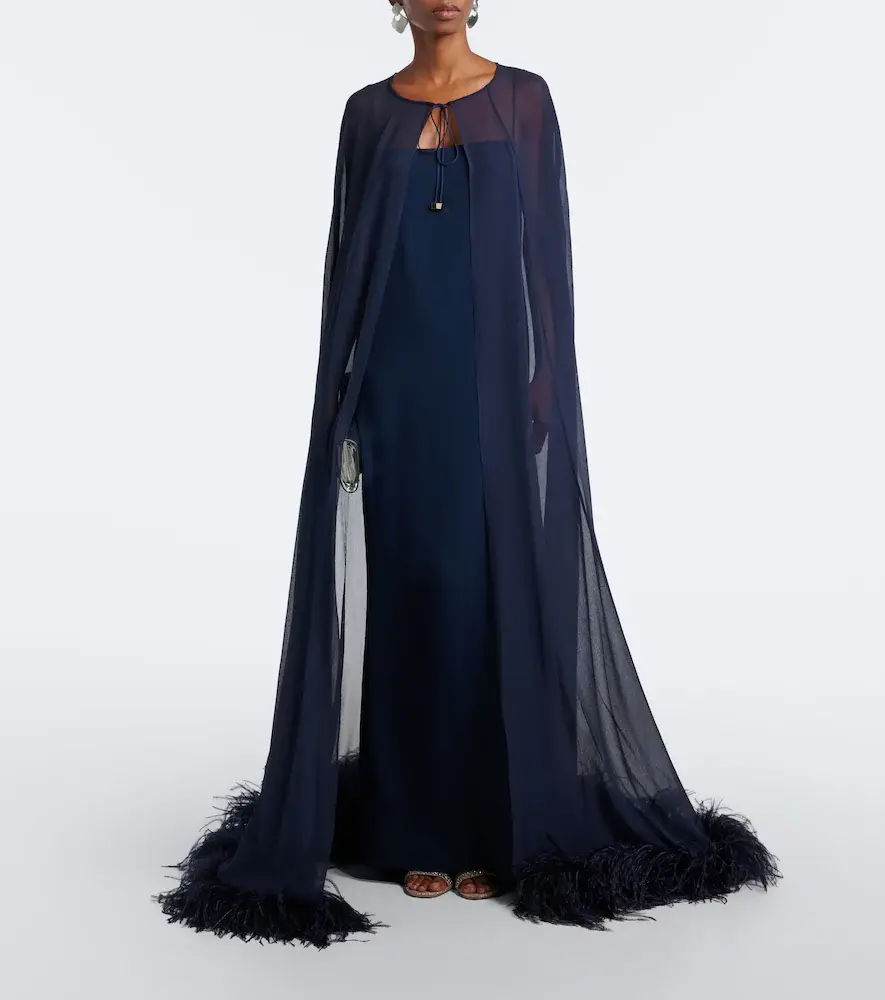 Taller Marmo Grace caped silk creponne gown | Thumbnail 5 Taller Marmo Grace caped silk creponne gown | Thumbnail 5