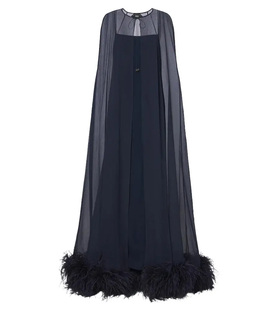 Taller Marmo Grace caped silk creponne gown