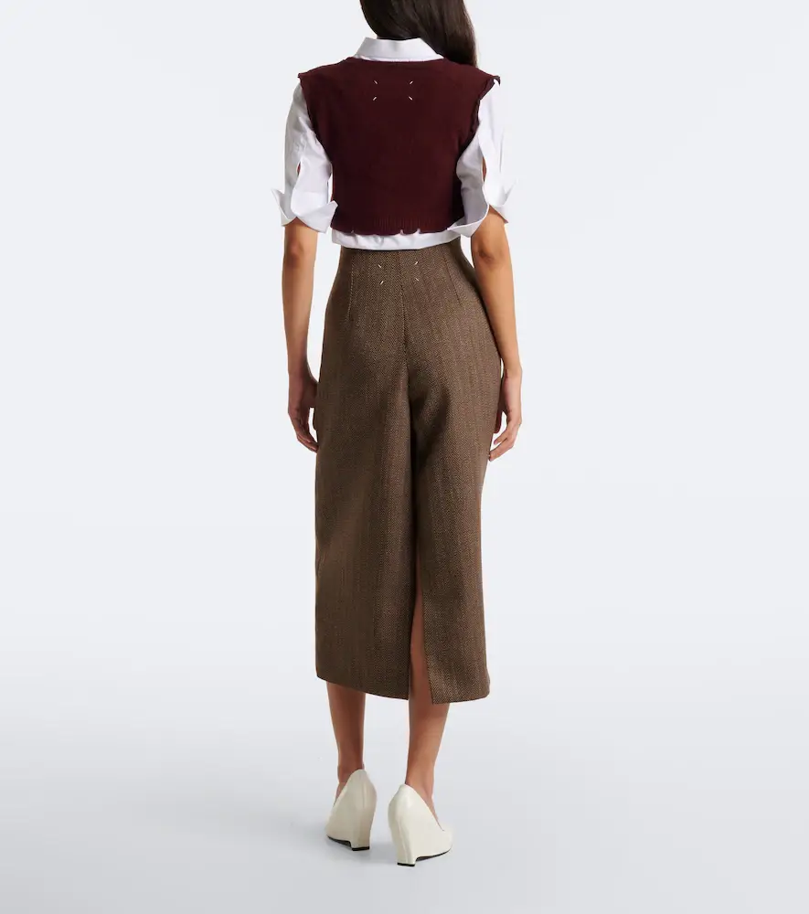 Maison Margiela Herringbone virgin wool midi skirt | Thumbnail 2
