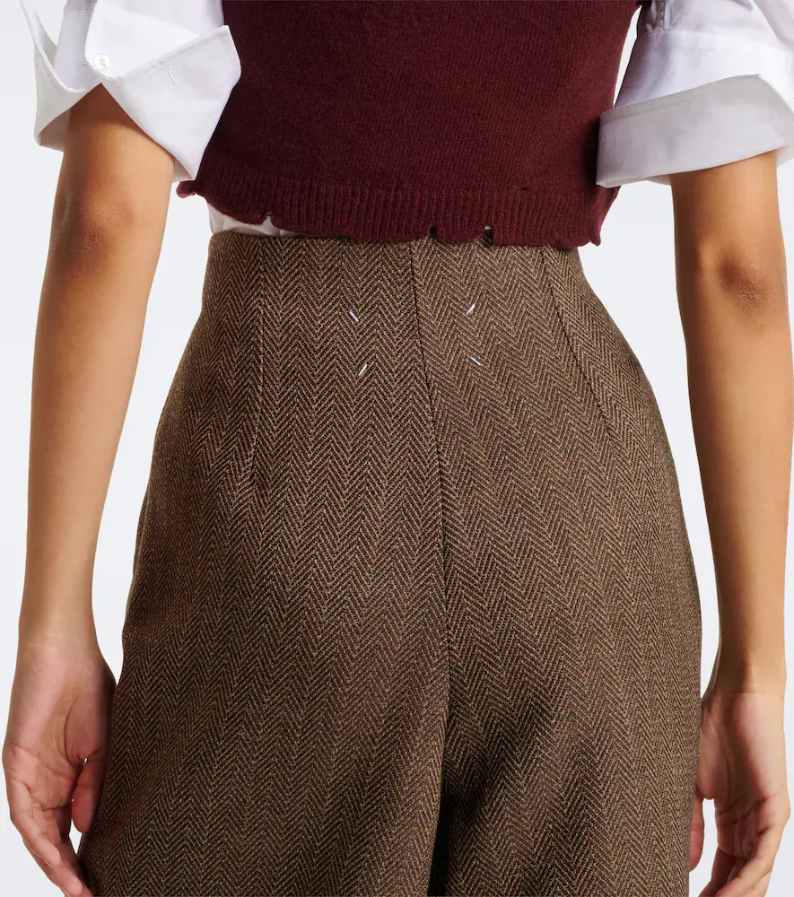 Maison Margiela Herringbone virgin wool midi skirt | Thumbnail 3