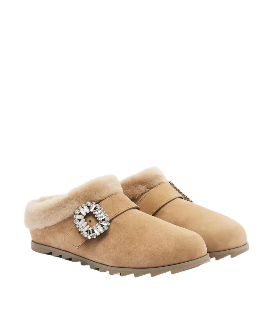 Slidy Viv' shearling-lined suede mules