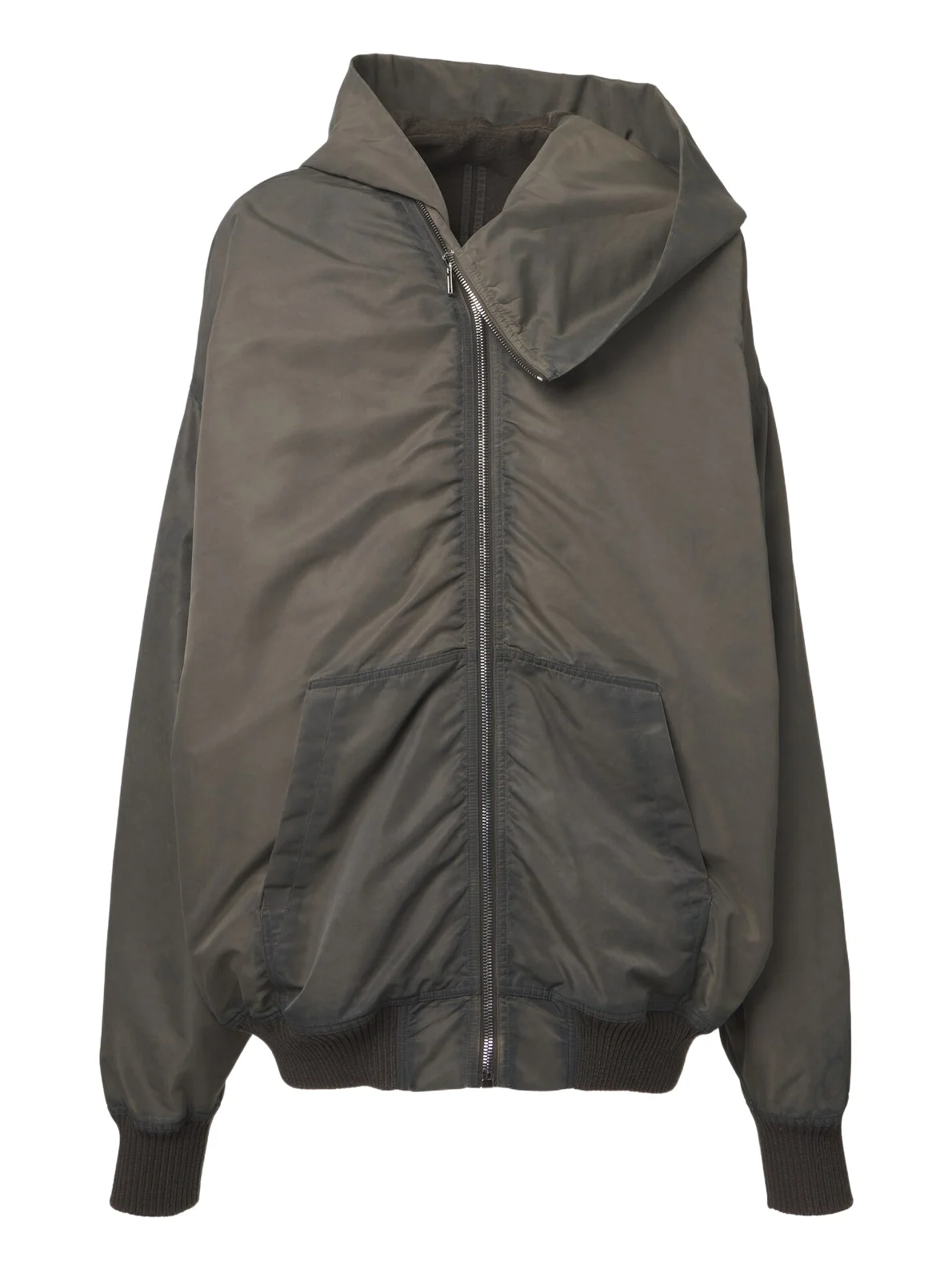 Rick Owens Mountain Hun satin hooded jacket
