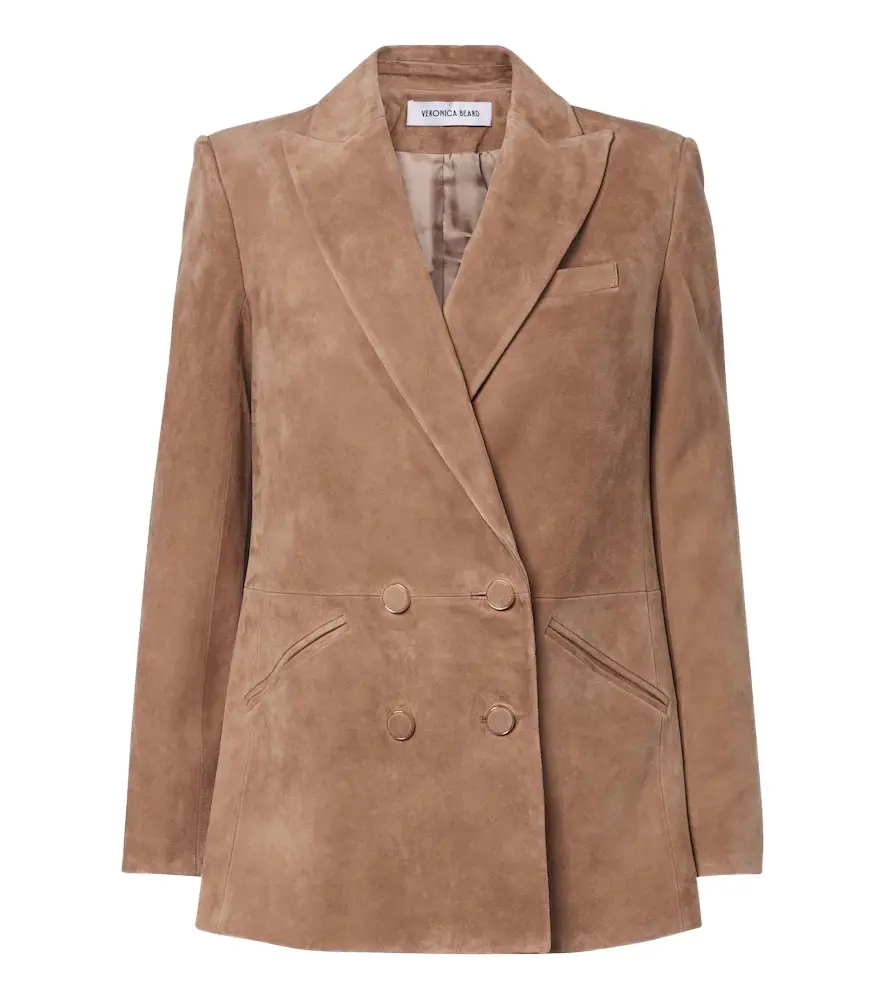 Veronica Beard Oria double-breasted suede jacket