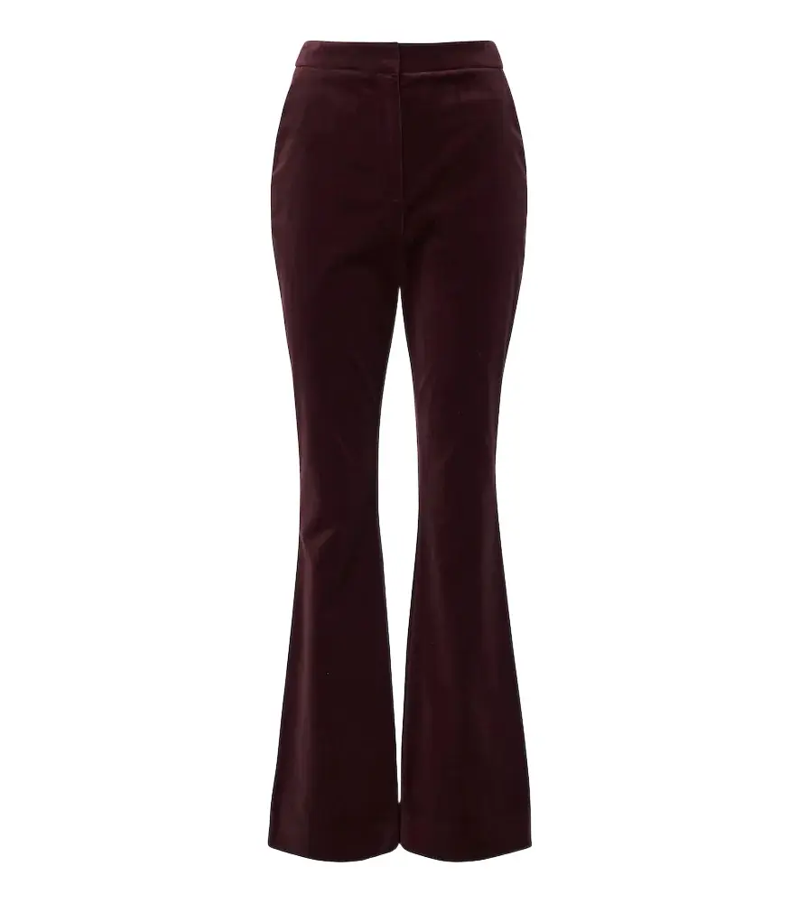 Gracie cotton-blend velvet flared pants