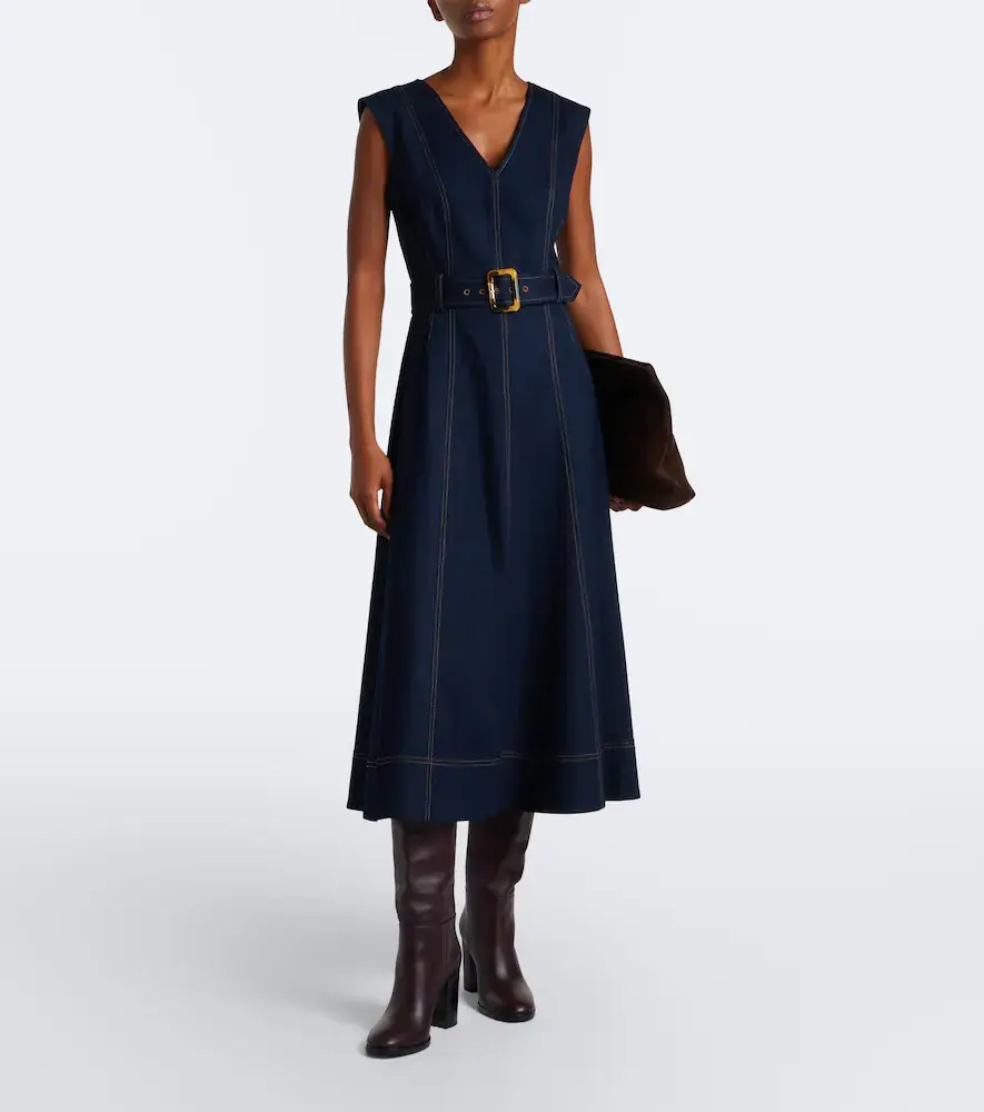 Veronica Beard Cosette belted denim midi dress | Thumbnail 4