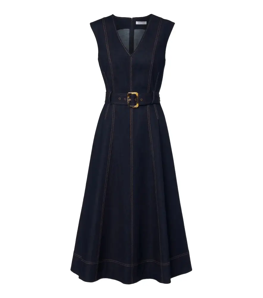 Veronica Beard Cosette belted denim midi dress