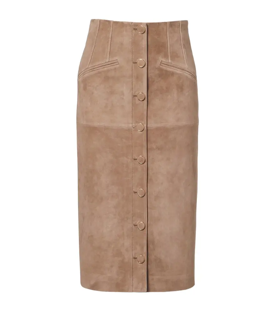 Veronica Beard Callisian suede midi skirt
