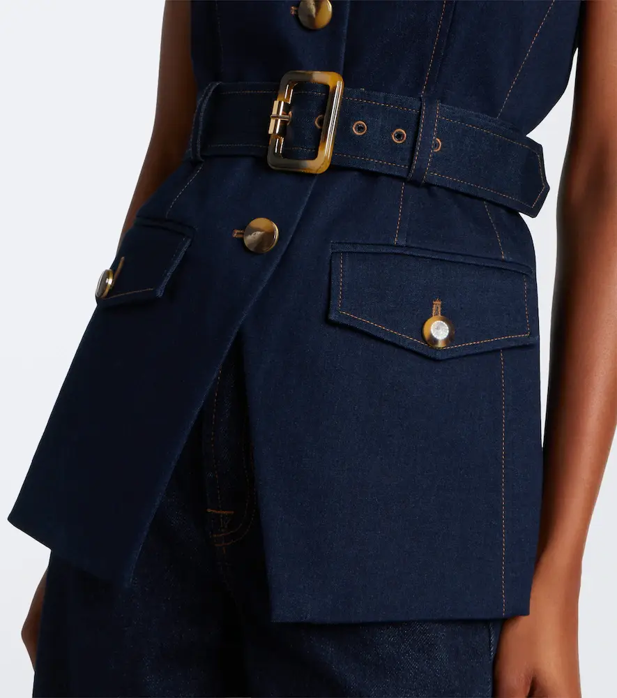 Veronica Beard Becker belted denim vest | Thumbnail 2 Veronica Beard Becker belted denim vest | Thumbnail 2