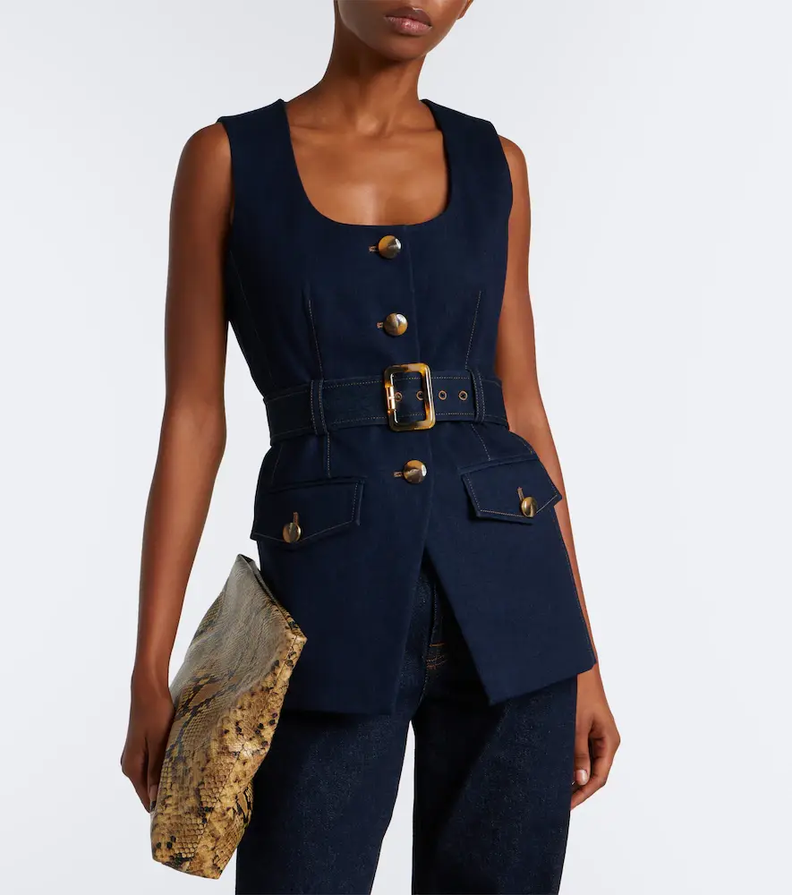 Veronica Beard Becker belted denim vest | Thumbnail 3 Veronica Beard Becker belted denim vest | Thumbnail 3