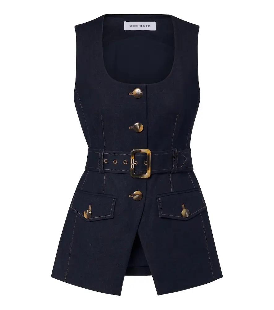 Veronica Beard Becker belted denim vest