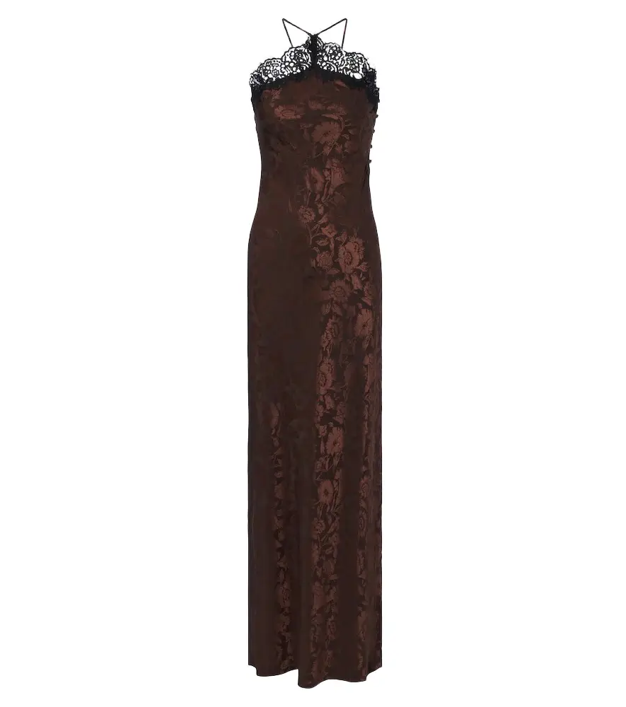 Rue floral jacquard silk-blend gown Rue floral jacquard silk-blend gown