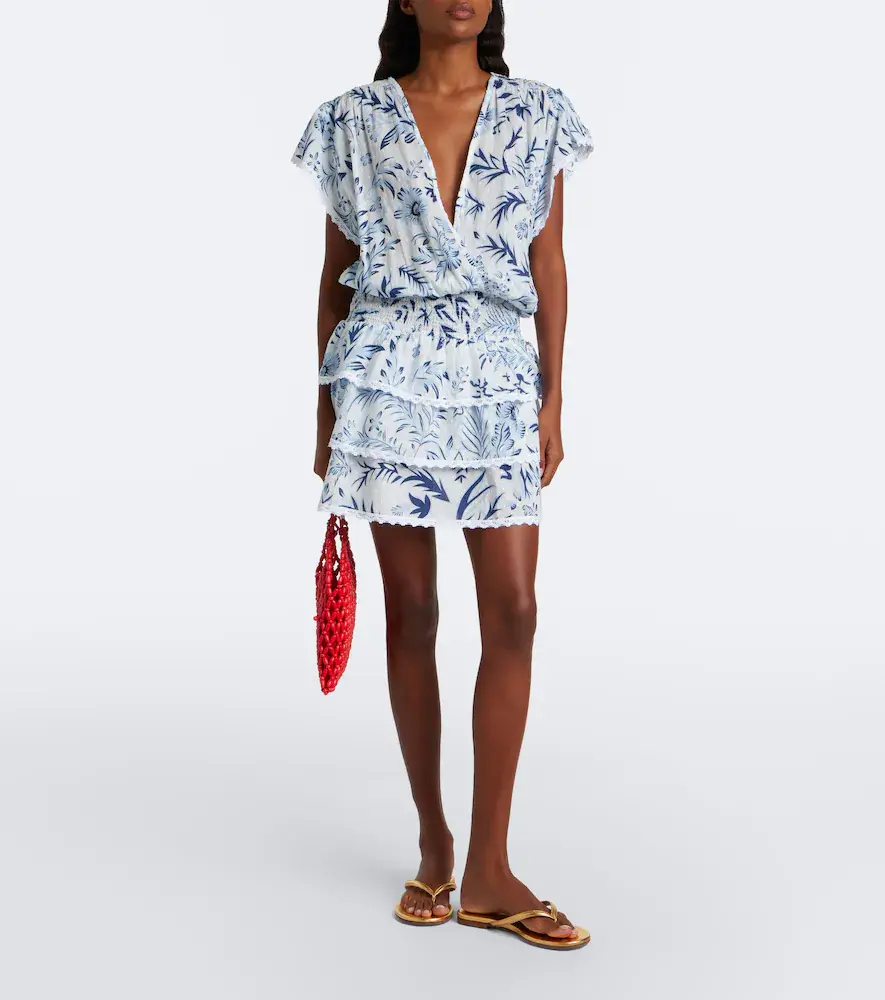 Melissa Odabash Jess floral crochet-trimmed tiered minidress | Thumbnail 2