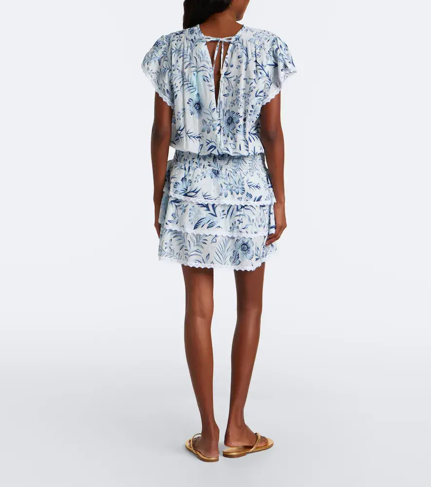 Melissa Odabash Jess floral crochet-trimmed tiered minidress | Thumbnail 3