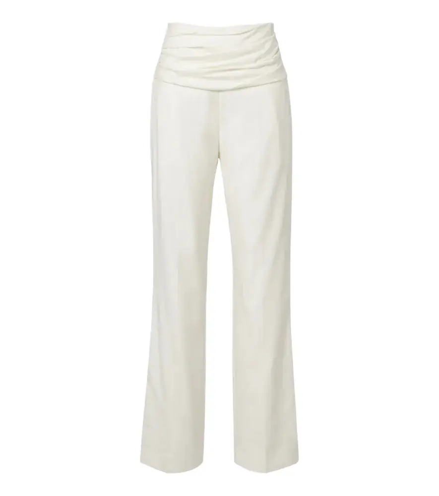 Albertine ruched virgin wool wide-leg pants Albertine ruched virgin wool wide-leg pants