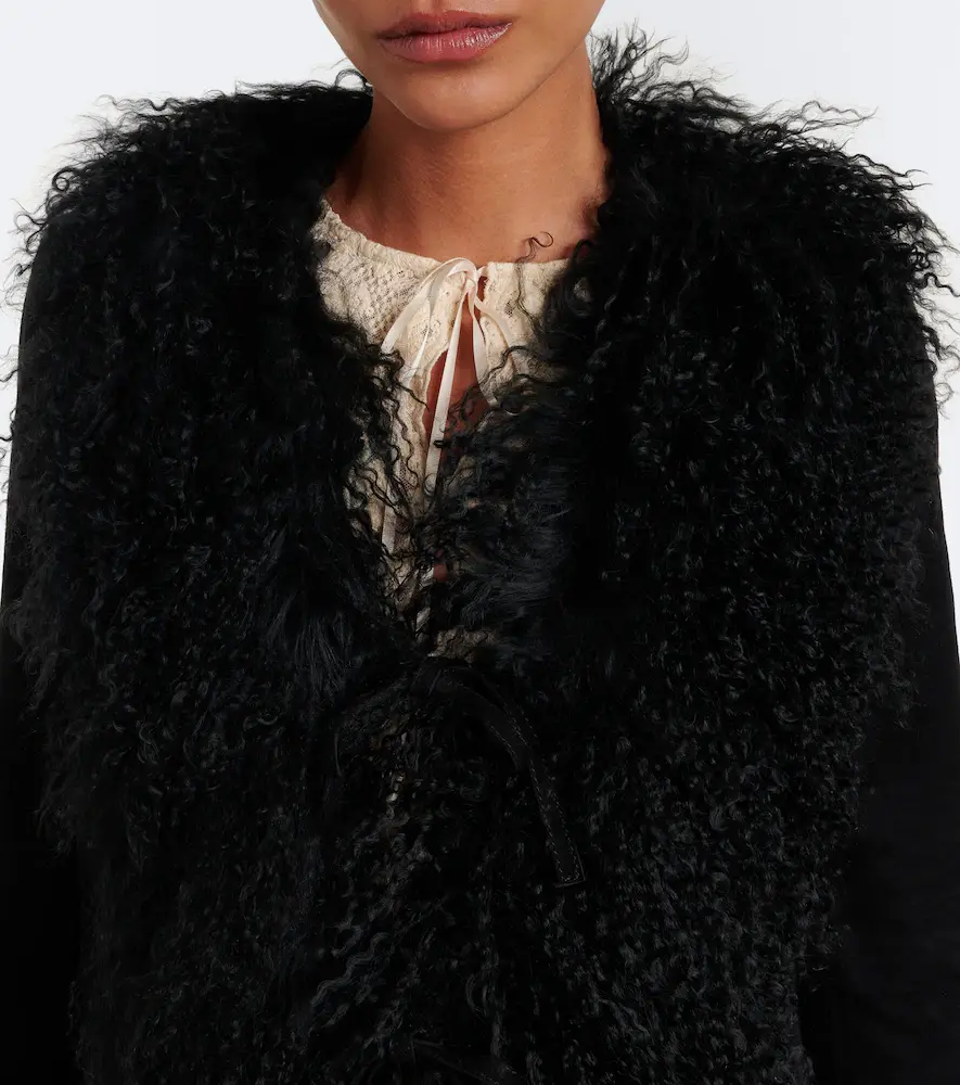 Rixo Sammy shearling-trimmed suede jacket | Thumbnail 3