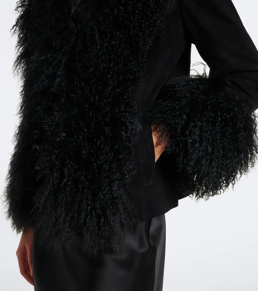 Rixo Sammy shearling-trimmed suede jacket | Thumbnail 4
