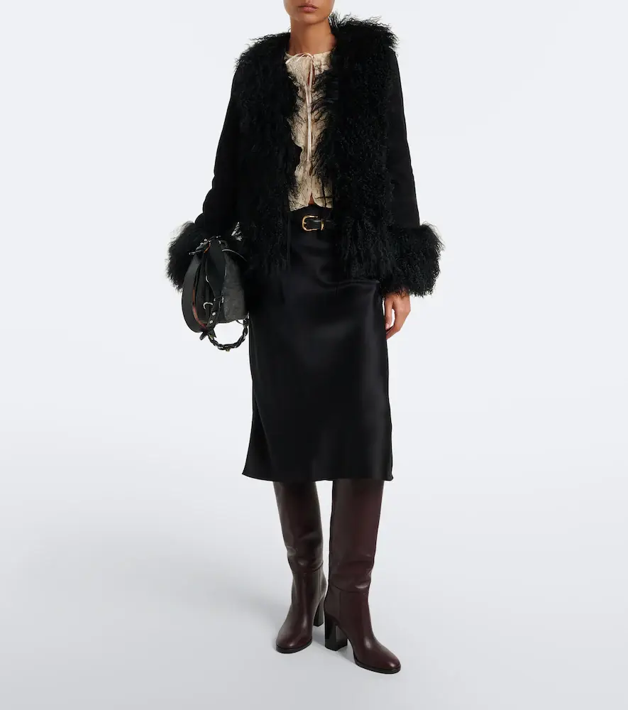 Rixo Sammy shearling-trimmed suede jacket | Thumbnail 5