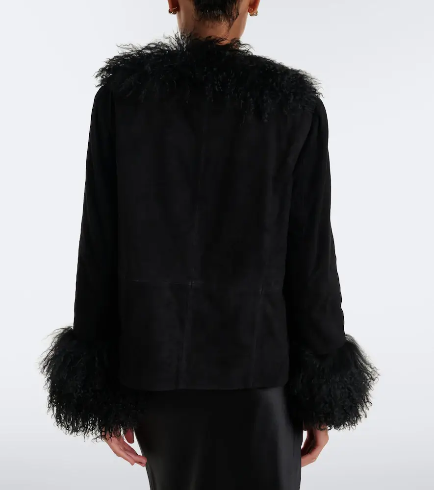 Rixo Sammy shearling-trimmed suede jacket | Thumbnail 6